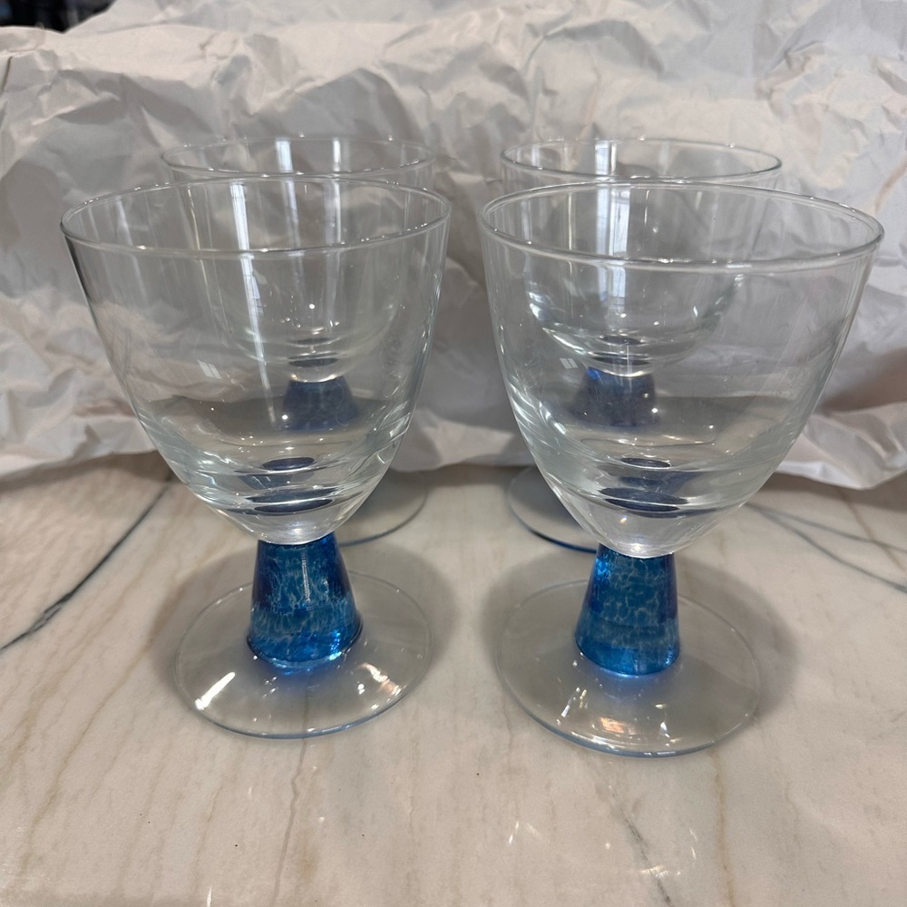 Vintage Denby Blue Jetty Water Goblet Blown Glass blue swirl Stem replacement - Picture 2 of 8